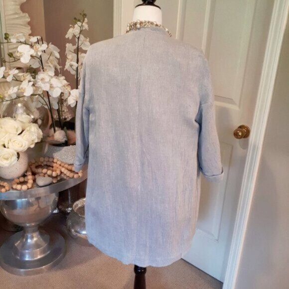 EUC Zara light wash blue linen blend casual jacket, XS - Picture 5 of 7